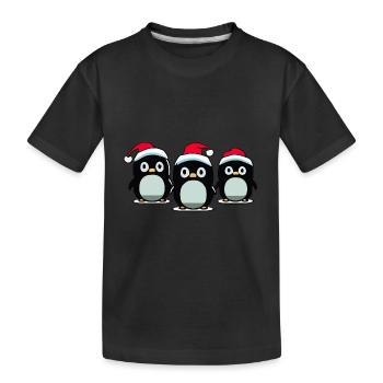 Weihnachtspinguine, Geschenk für Familie - Kinder Premium Bio T-Shirt - Schwarz - Vorne