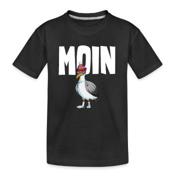 Plattdeutsche Möwe Moin Spruch Nordsee Liebhaber - Kinder Premium Bio T-Shirt - Schwarz - Vorne