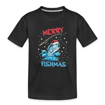 X Mas Fish Pêcheur de Noël Amateur de poisson Pêche - T-shirt bio Premium Enfant - noir - Devant