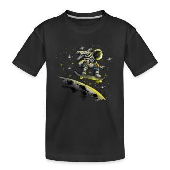 Un astronaute de conception spatiale patine sur la Lune - T-shirt bio Premium Enfant - noir - Devant