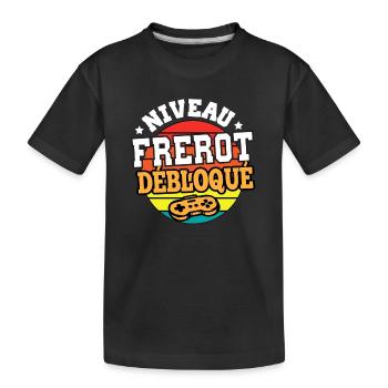 Niveau frérot débloqué cadeau frère humour frangin - T-shirt bio Premium Enfant - noir - Devant