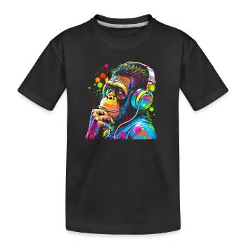 Schimpanse mit Kopfhörer farbig Affe DJ - Kinder Premium Bio T-Shirt - Schwarz - Vorne