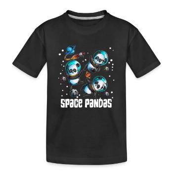 Space Pandas, vaisseau spatial, planètes, astéroïdes, Medeor - T-shirt bio Premium Enfant - noir - Devant