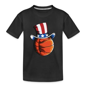 Lustige Basketball Amerika Flagge Basketallspieler - Kinder Premium Bio T-Shirt - Schwarz - Vorne