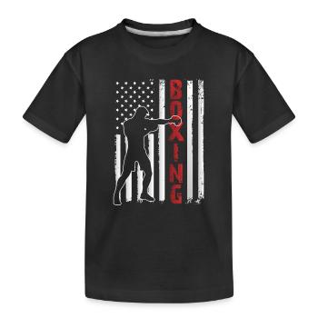Boxer Boxring Amerikaflagge Box Boxkampf Boxsack - Kinder Premium Bio T-Shirt - Schwarz - Vorne
