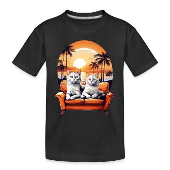 Katzen am Meer - Kinder Premium Bio T-Shirt - Schwarz - Vorne