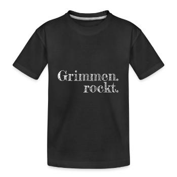 Grimmen rockt - Textdesign mit Stadtnamen - Kinder Premium Bio T-Shirt - Schwarz - Vorne