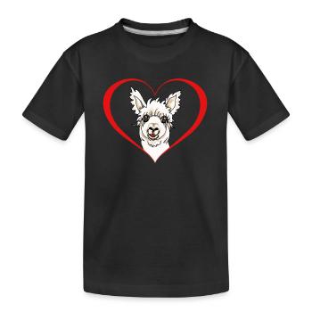 Süßes Alpakamotiv - Alpaka im Herz - Kinder Premium Bio T-Shirt - Schwarz - Vorne