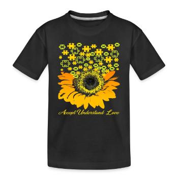 accepter comprendre l’amour tournesol autisme - T-shirt bio Premium Enfant - noir - Devant