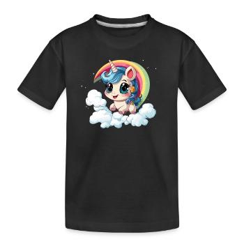 Unicorn Rainbow Design - Kids' Premium Organic T-Shirt - black - Front