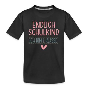 Endlich Schulkind - Kinder Premium Bio T-Shirt - Schwarz - Vorne