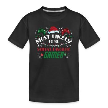 Christmas Xmas Gaming Santa's Favorite Gamer - Kids' Premium Organic T-Shirt - black - Front
