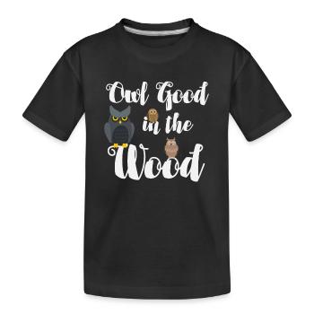 Eule gut im Wald - Kinder Premium Bio T-Shirt - Schwarz - Vorne