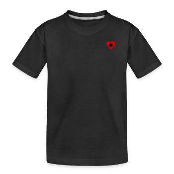 Drapeau de l’Albanie Coeur Long - T-shirt bio Premium Enfant - noir - Devant