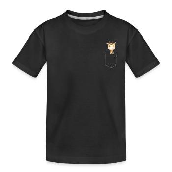 Pocket Giraffe - Giraffendesign - Kinder Premium Bio T-Shirt - Schwarz - Vorne