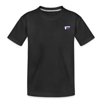 Frankreich Slovenien Flagge Herz - Kinder Premium Bio T-Shirt - Schwarz - Vorne