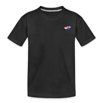 Hungary Slovenia Flag Heart - Kids' Premium Organic T-Shirt - black - Front