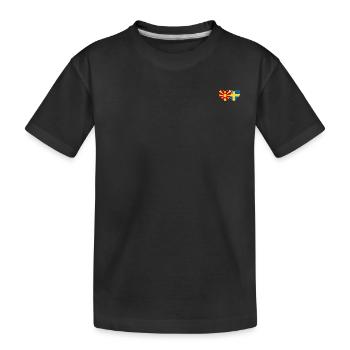 Mazedonien Schweden Flagge Herz - Kinder Premium Bio T-Shirt - Schwarz - Vorne