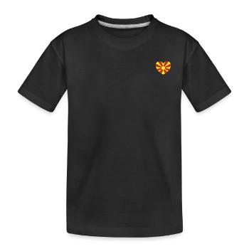 Nordmazedonien Flagge Herz - Kinder Premium Bio T-Shirt - Schwarz - Vorne