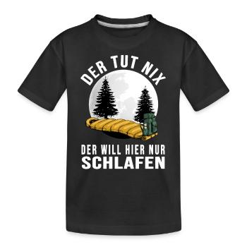 biwak bushcraft outdoor shelter wildlife - Kinder Premium Bio T-Shirt - Schwarz - Vorne