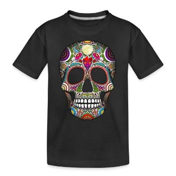 Sugar Skull Day of the Dead - Kids' Premium Organic T-Shirt - black - Front