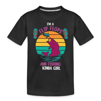 Ich bin ein Flip Flop und Fischer Mädchen - Kinder Premium Bio T-Shirt - Schwarz - Vorne