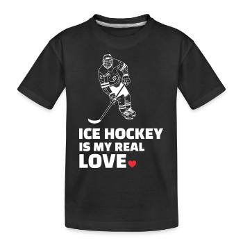 I love ice hockey - Kids' Premium Organic T-Shirt - black - Front
