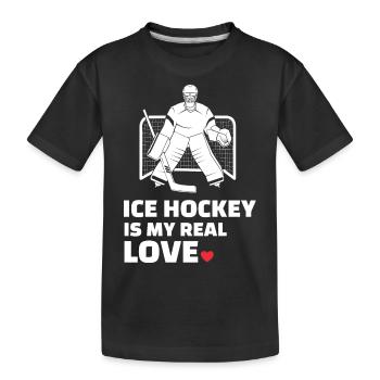 I love ice hockey - Kids' Premium Organic T-Shirt - black - Front