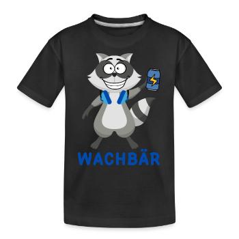 Wachbär Techno Design für Raver zum Feiern im Club - Kinder Premium Bio T-Shirt - Schwarz - Vorne