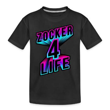 Zocker 4 Life - neon 3d gaming spruch - Kinder Premium Bio T-Shirt - Schwarz - Vorne