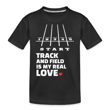 I love athletics - Kids' Premium Organic T-Shirt - black - Front