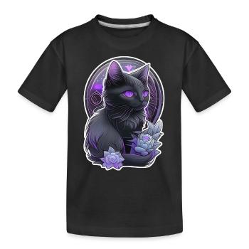 Schwarze Katze - Felin-Kätzchen - Kinder Premium Bio T-Shirt - Schwarz - Vorne