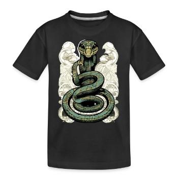 Kik die Schlange - Kinder Premium Bio T-Shirt - Schwarz - Vorne