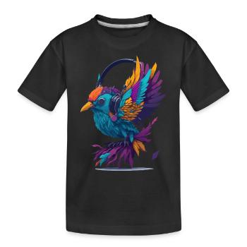Musik Birdie - Kinder Premium Bio T-Shirt - Schwarz - Vorne