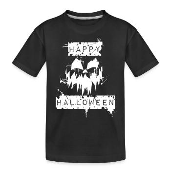 Kuerbis Happy Halloween Pumpkin weiss - Kinder Premium Bio T-Shirt - Schwarz - Vorne