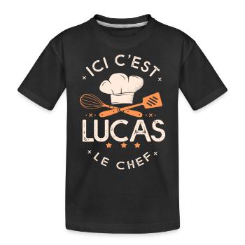 Lucas Chef Ici c est lucas le chef cuisinier - T-shirt bio Premium Enfant - noir - Devant