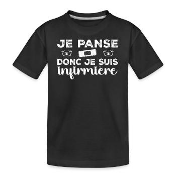 Je Panse Donc Je Suis Infirmière - T-shirt bio Premium Enfant - noir - Devant