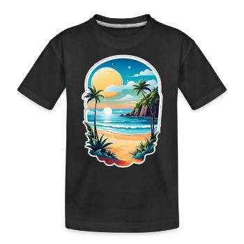 Strandurlaub Sonne Meer - Kinder Premium Bio T-Shirt - Schwarz - Vorne
