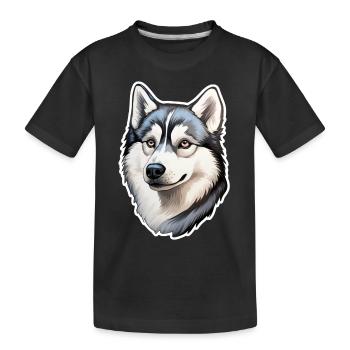Tête de husky de Sibérie - T-shirt bio Premium Enfant - noir - Devant