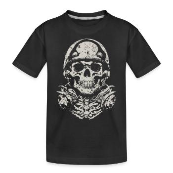 Skull mit Helm - Kinder Premium Bio T-Shirt - Schwarz - Vorne