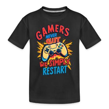 Gamers Never Quit - Kids' Premium Organic T-Shirt - black - Front