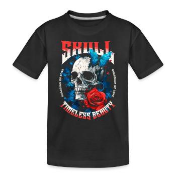 Skull Skull Butterfly Rose Flower - Kids' Premium Organic T-Shirt - black - Front