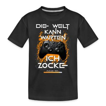 Gamer Zocker Gaming Konsole Videospiele Lustig - Kinder Premium Bio T-Shirt - Schwarz - Vorne