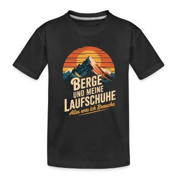 Laufsport Wald Berge Natur Berglauf Laufen - Kinder Premium Bio T-Shirt - Schwarz - Vorne
