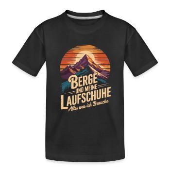 Laufsport Berglauf Natur Joggen Laufen - Kinder Premium Bio T-Shirt - Schwarz - Vorne