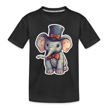 A cute elephant wearing a bowtie - Kids' Premium Organic T-Shirt - black - Front