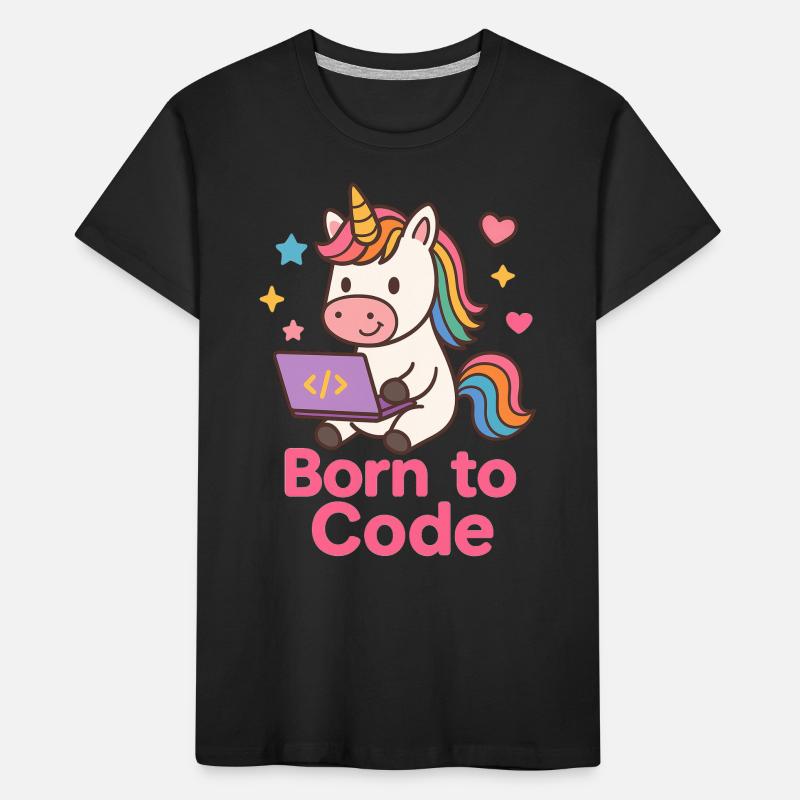 programmierendes Einhorn Kinder Premium Bio T-Shirt