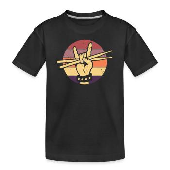 Drummer Retro Drummer Drumsticks Tambours - T-shirt bio Premium Enfant - noir - Devant