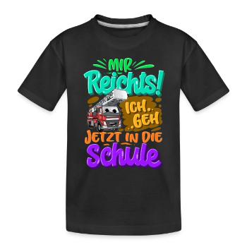 Einschulung Feuerwehr - Kinder Premium Bio T-Shirt - Schwarz - Vorne