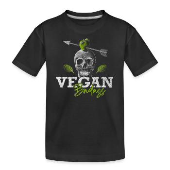 Badass végétalien - Crâne végétalien - Gangster végétarien - T-shirt bio Premium Enfant - noir - Devant